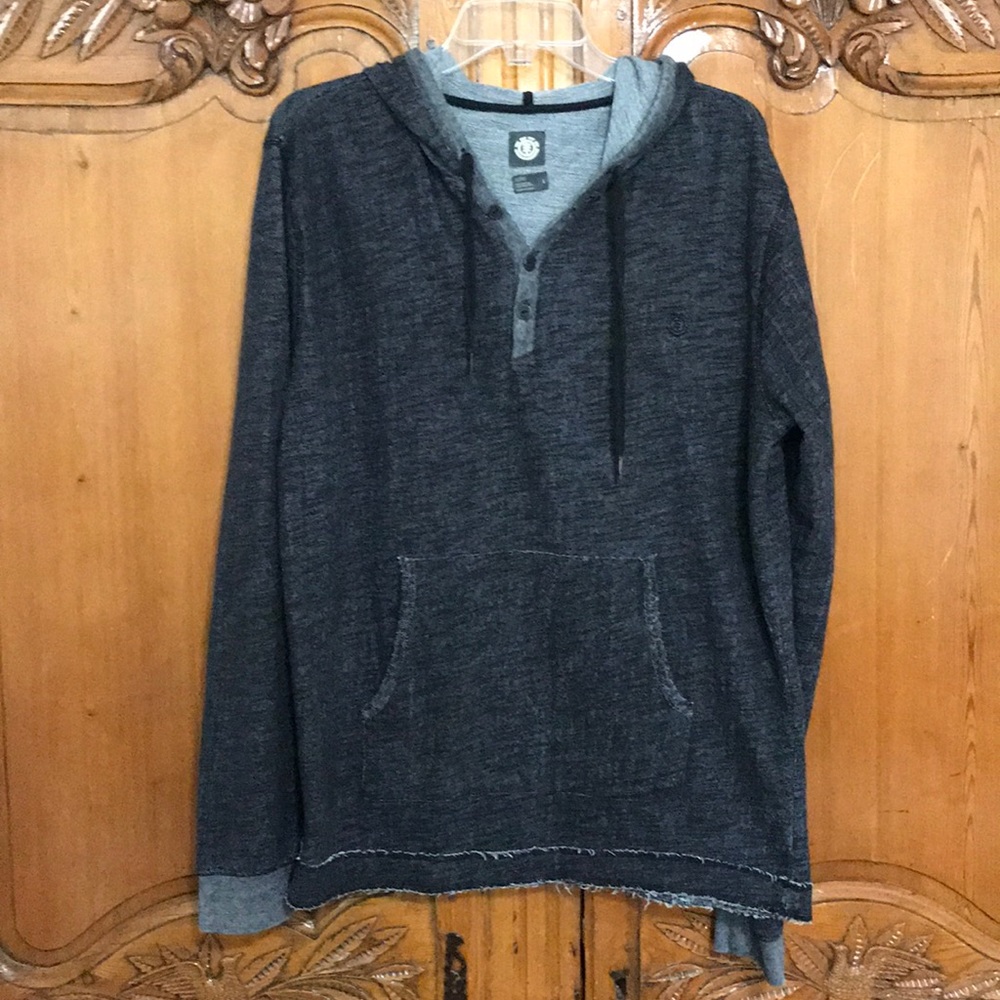 Element Black Hooded Sweatshirt with Raw Edge